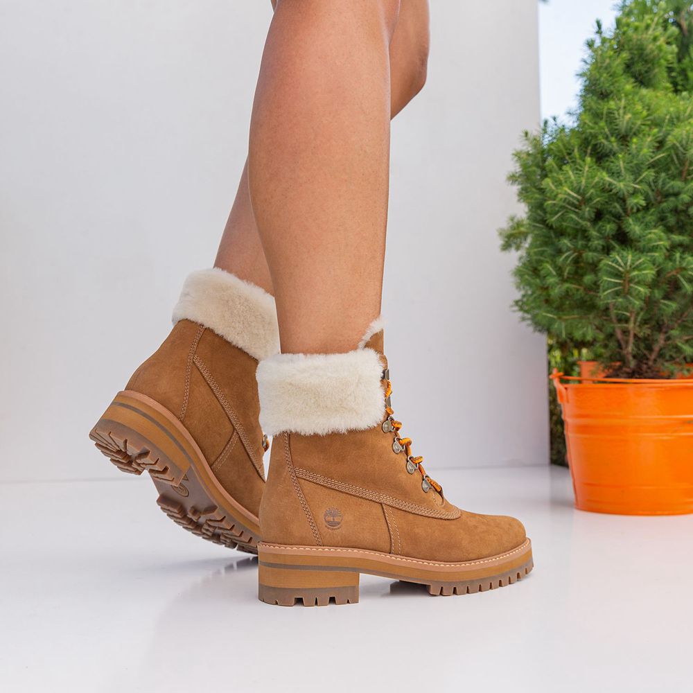 Timberland 6-Inch Μποτακια Γυναικεια Καφε - Courmayer Valley Waterproof Shearling - Greece 2857903-M